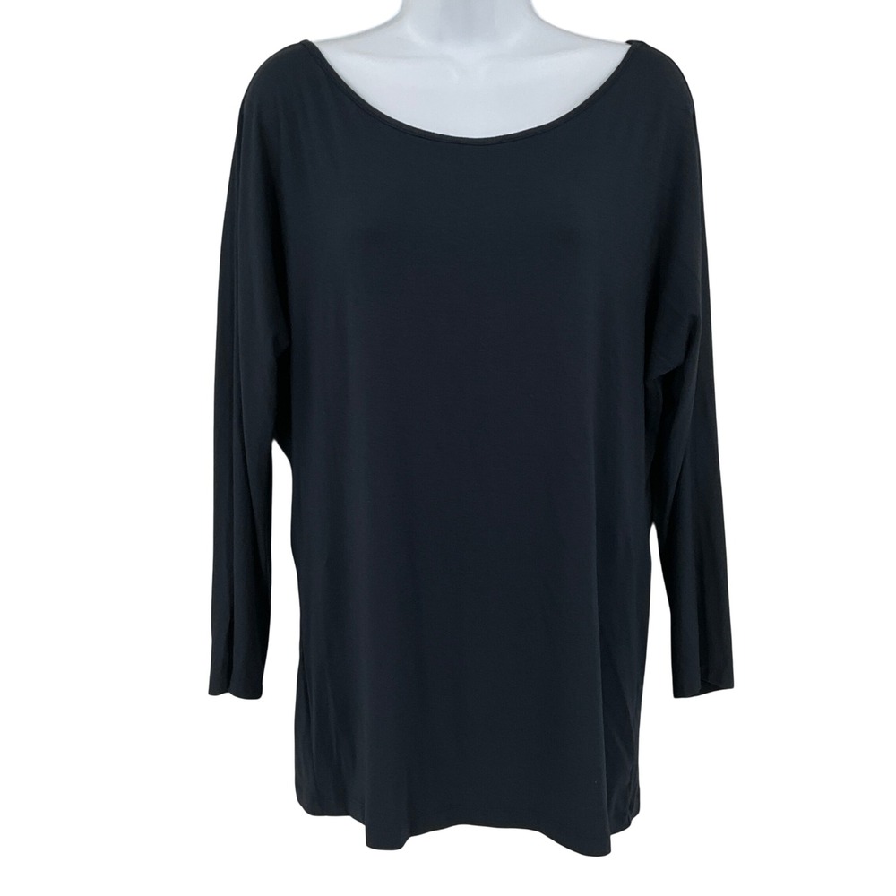 Banana Republic Top Womens Sz M Black Keyhole Quiet Lux Capsule Minimalist‎ NEW